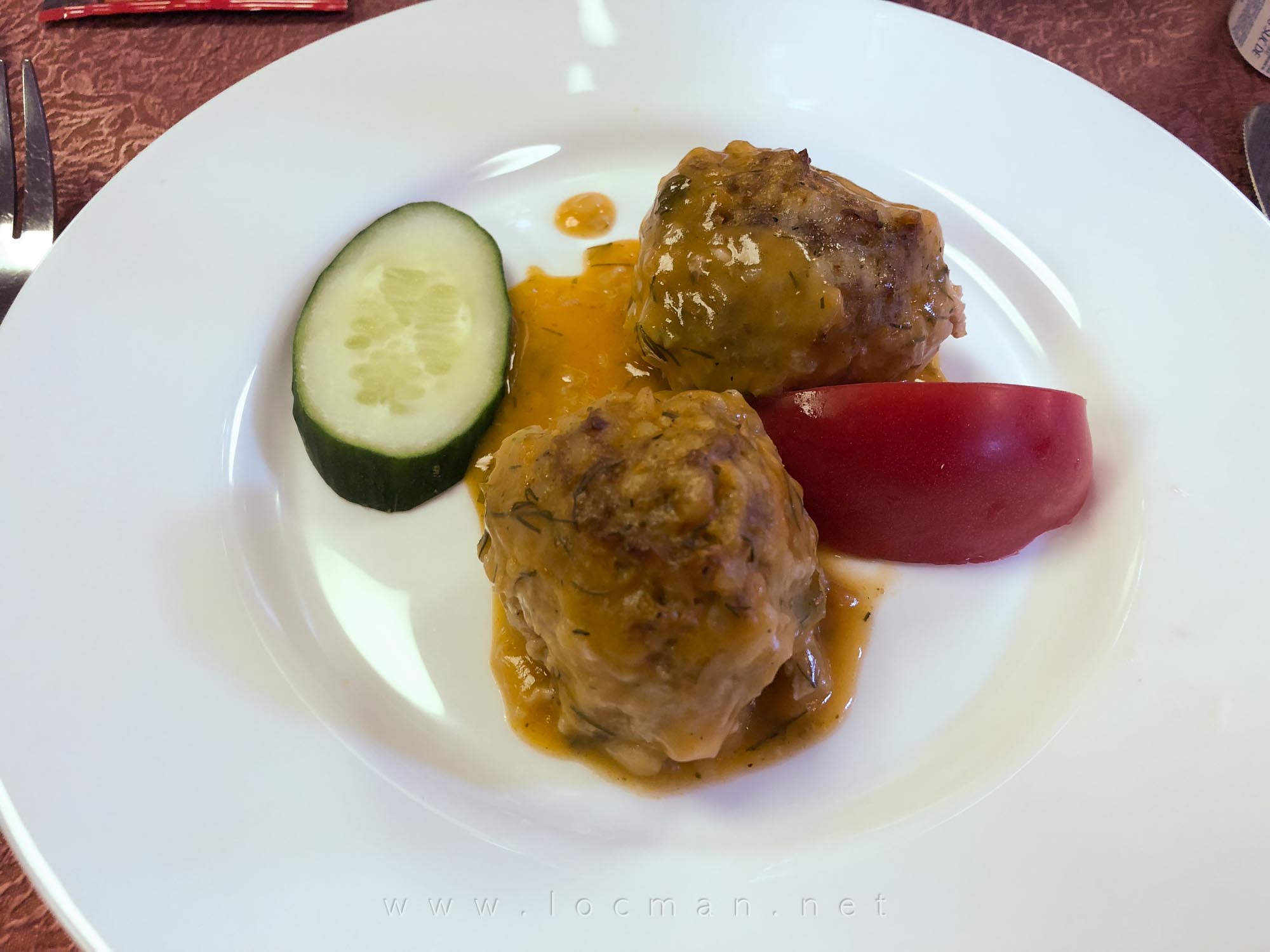 Тефтельки мясные с томатным соусом, теплоход «Юрий Никулин»